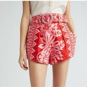 FARM RIO Flora Tapestry Belted Shorts